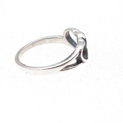 925 Sterling Silver Vintage Interlocked Heart Oxidized Ring Size 7.75