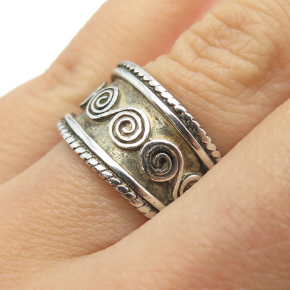 925 Sterling Silver Vintage Spiral Ring Size 7.25