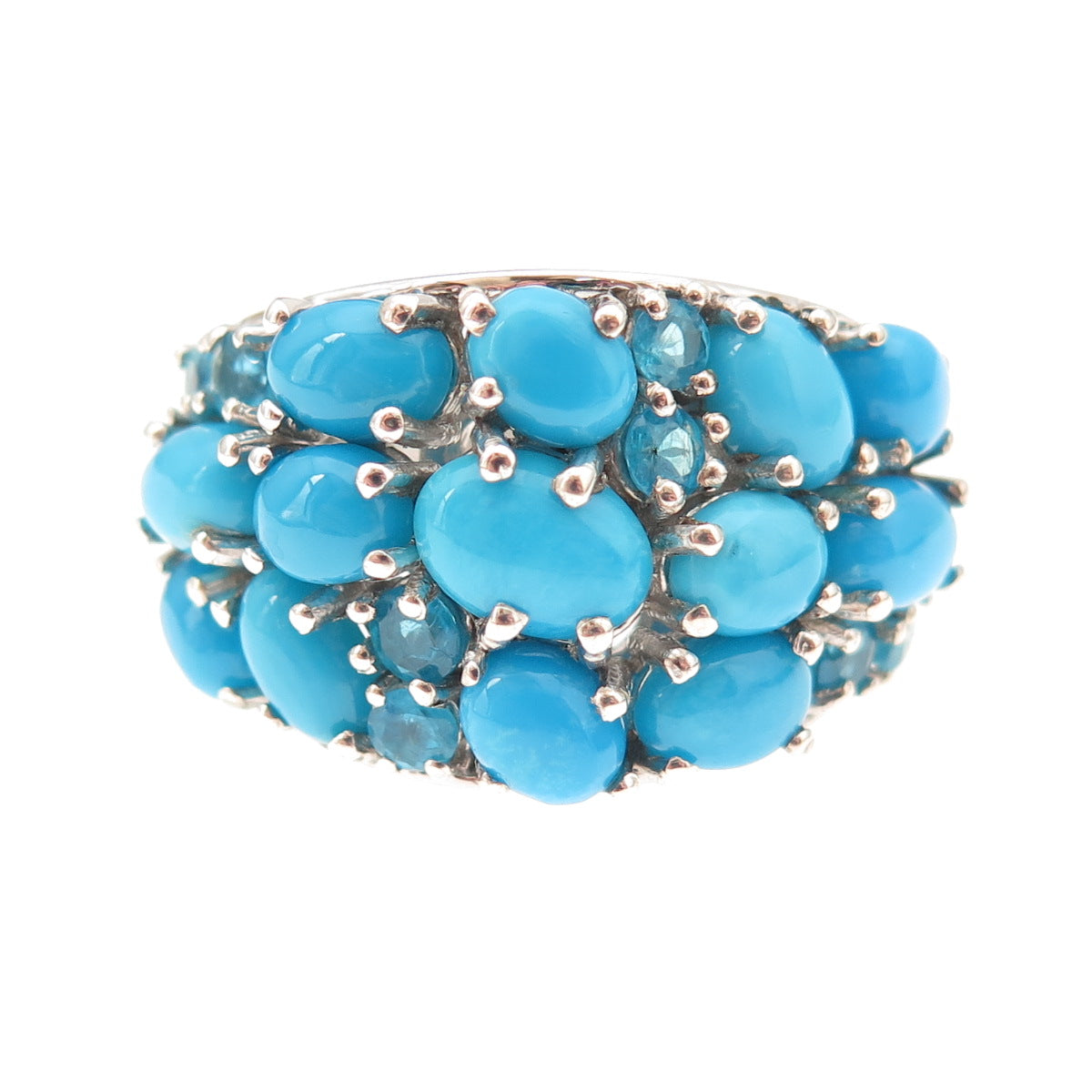 Chuck Clemency 925 Sterling Silver Real Turquoise & Apatite Ring Size 8.25