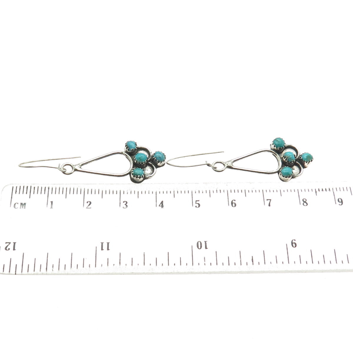 Old Pawn 925 Sterling Vintage Southwestern Turquoise Snake Eye Dangle Earrings