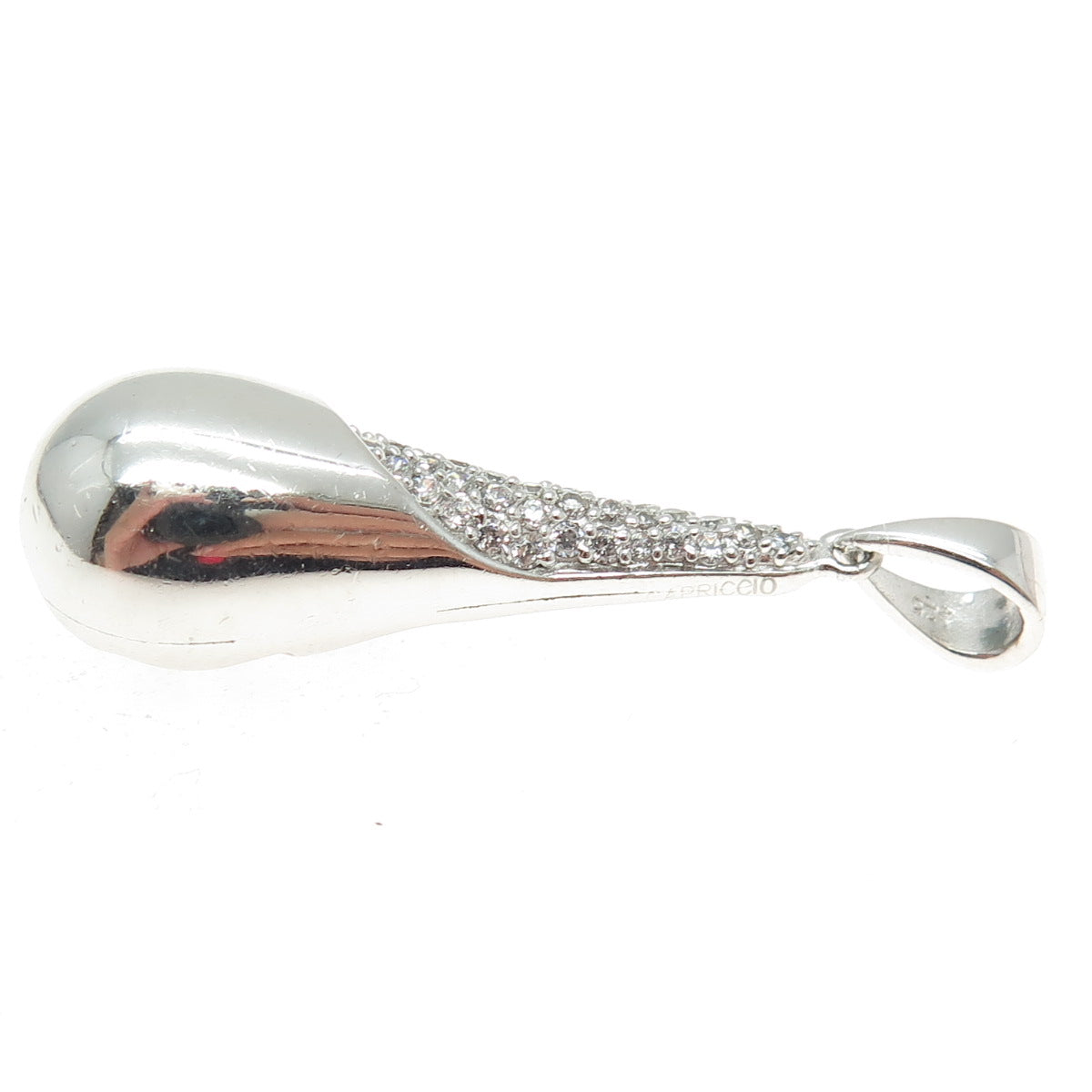 925 Sterling Silver Round-Cut C Z Teardrop Pendant