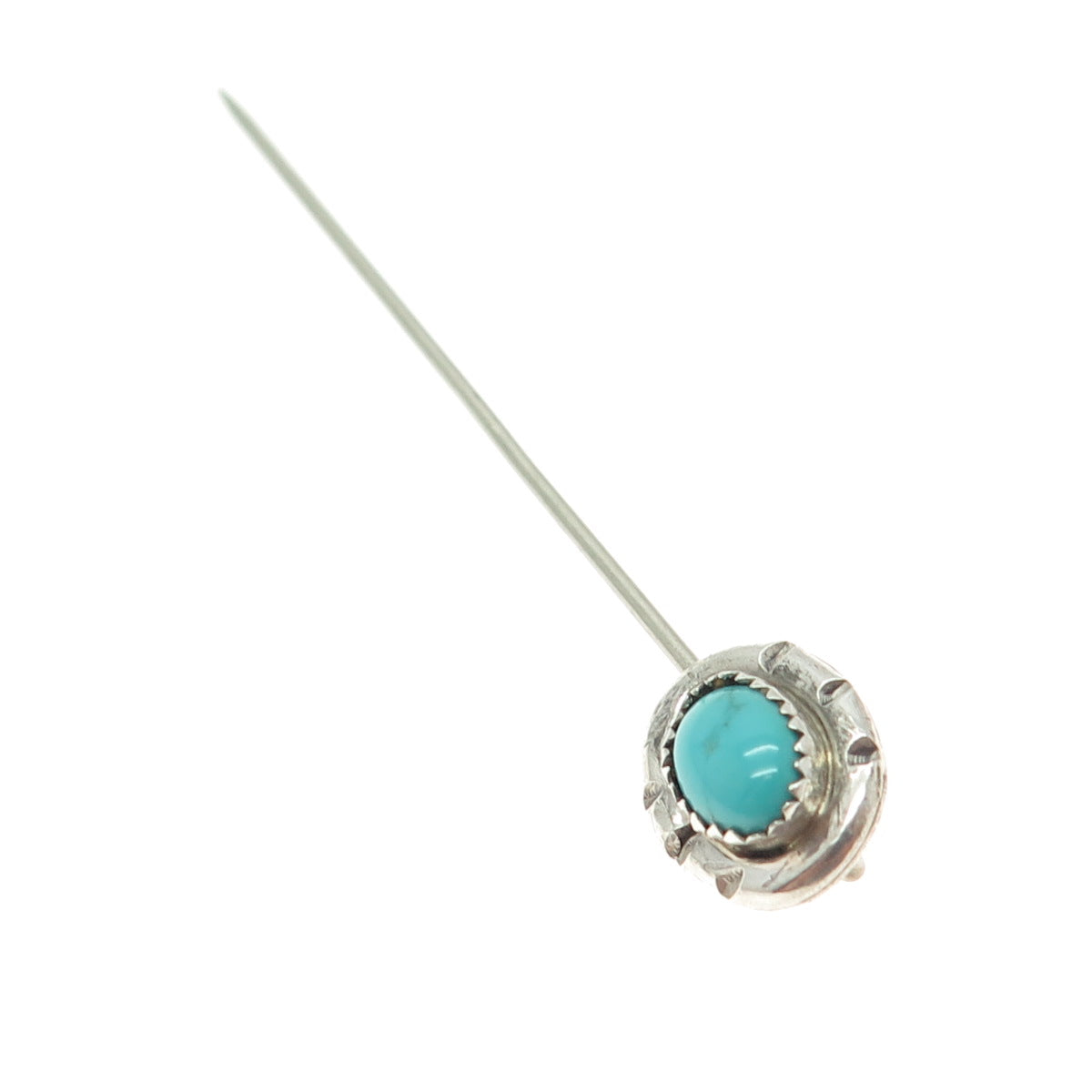 ANITA WHITEGOAT NAVAJO Old Pawn Sterling Silver Turquoise Snake Eye Lapel Pin