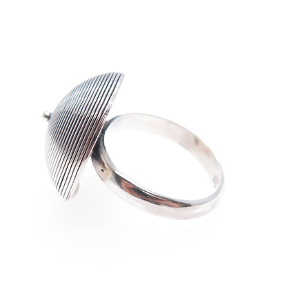 925 Sterling Silver Vintage Modernist Dome Oxidized Ring Size 6.75