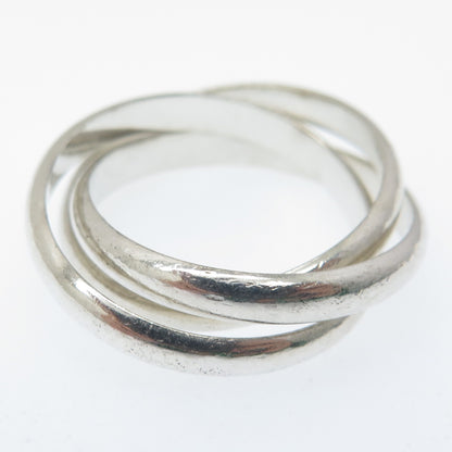 925 Sterling Silver Vintage Trinity Band Ring Size 7.75