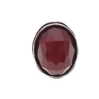 Didae 925 Sterling Silver Vintage Israel Real Carnelian Modernist Ring Size 7