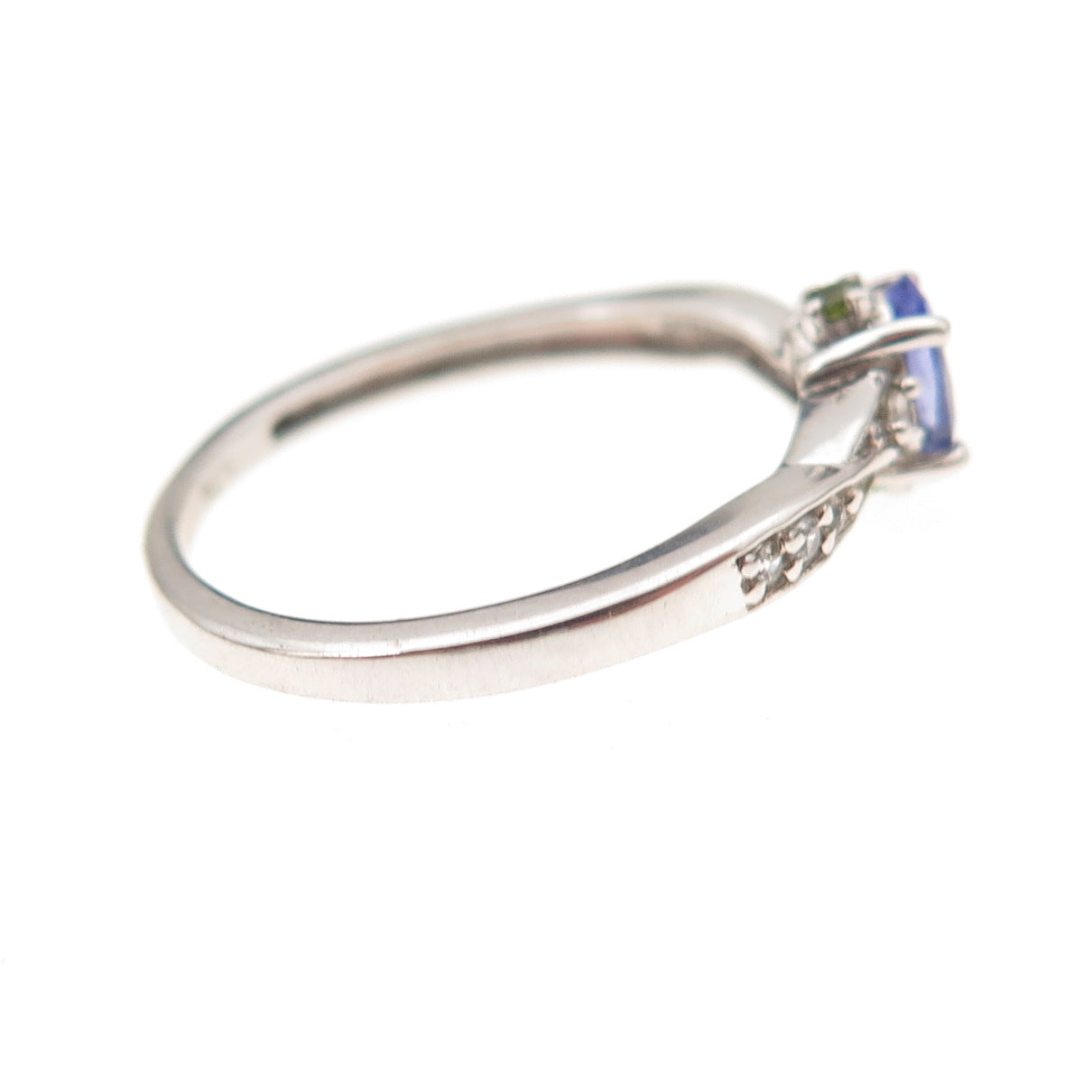 Chuck Clemency 925 Sterling Silver Real Tanzanite & White Topaz Ring Size 8