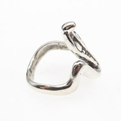 925 Sterling Silver Vintage Cobra Snake Oxidized Ring Size 9