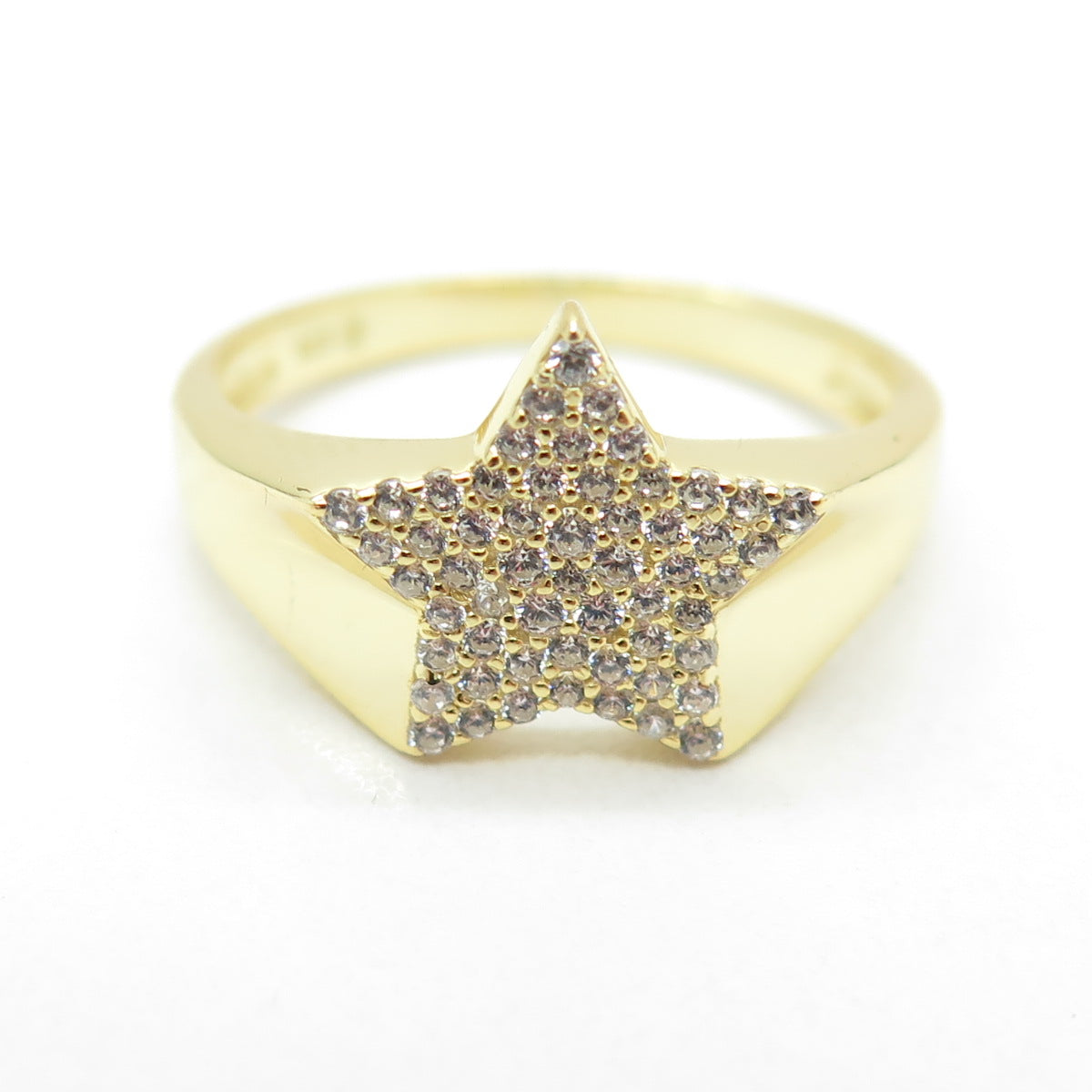 925 Sterling Silver Round-Cut Shaped C Z Star Ring Size 8