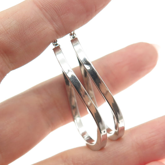 925 Sterling Silver Hinged Oval Hoop Earrings