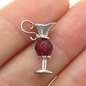 J.M. FISHER Sterling Silver Antique Art Deco Glass Jug Minimalist Charm Pendant