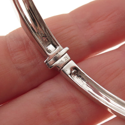 925 Sterling Silver Real Round-Cut Diamond Bangle Bracelet 7"