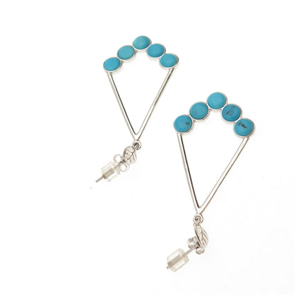 FD Felicia Design 925 Sterling Silver Real Turquoise Floral Dangle Earrings