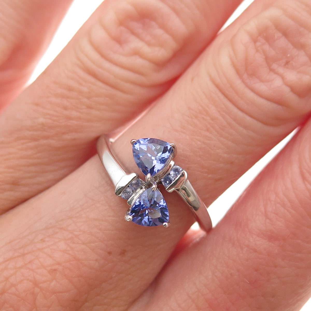 Chuck Clemency 925 Sterling Silver Real Tanzanite Bypass Ring Size 7.25
