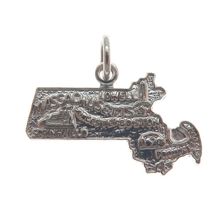 FRENCH & FRANKLIN 925 Sterling Silver Vintage Massachusetts Minimalist Pendant