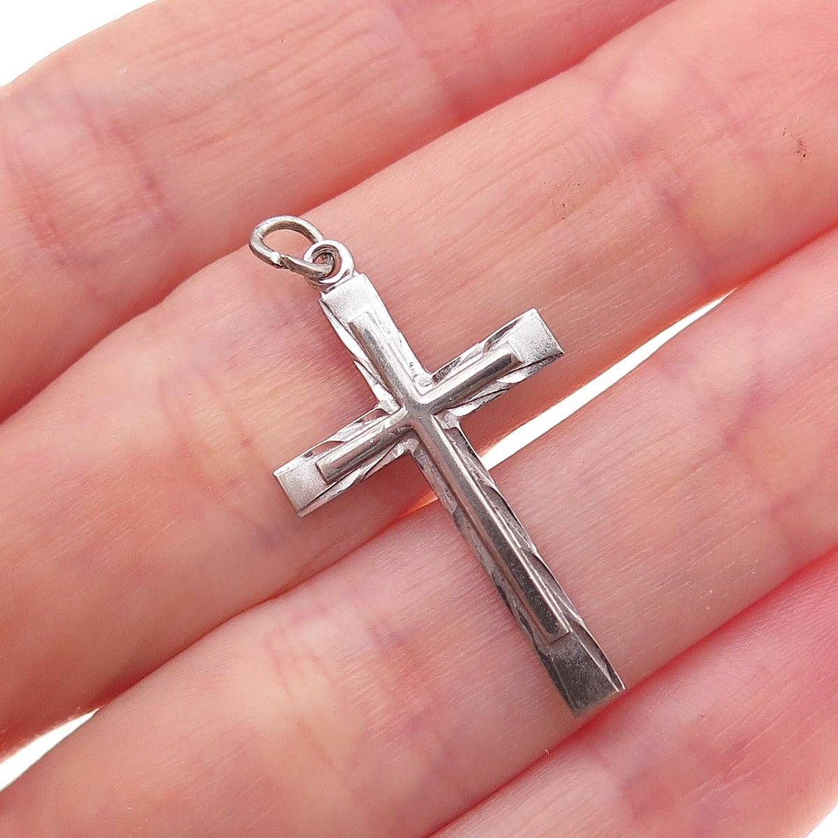Tru-Kay 925 Sterling Silver Antique Art Deco Cross Charm Pendant