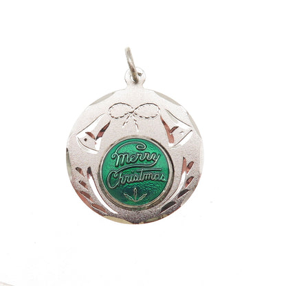 Spencer Co. 925 Sterling Silver Vintage Enamel Merry Christmas Charm Pendant