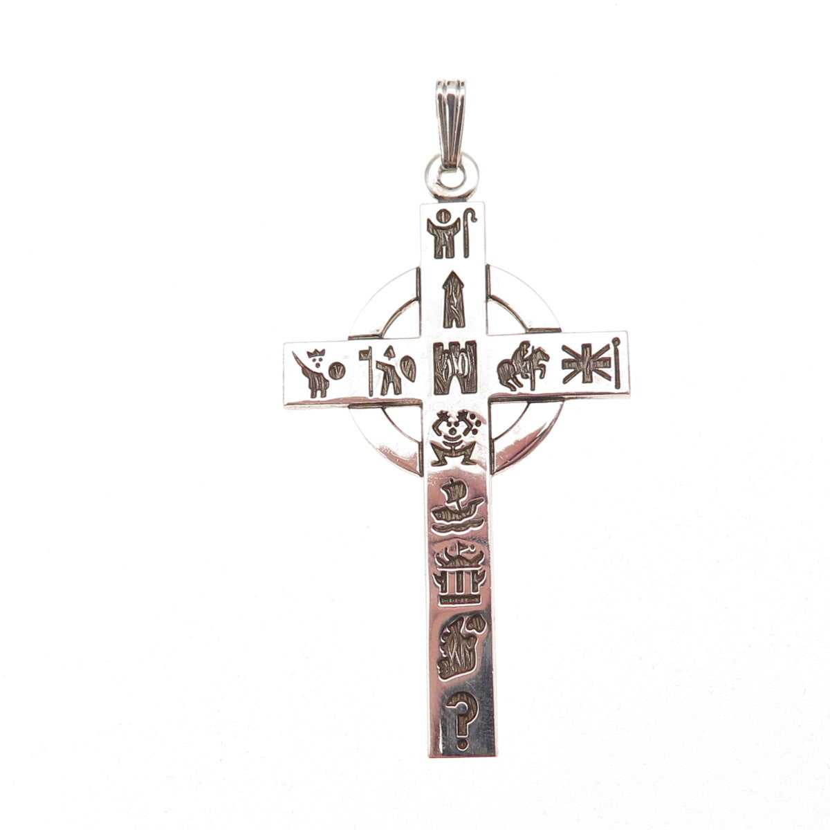 Solvar 925 Sterling Silver Vintage History of Ireland Celtic Cross Charm Pendant