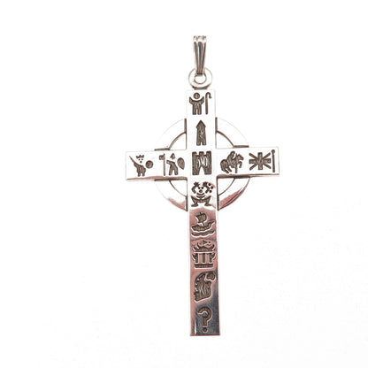 Solvar 925 Sterling Silver Vintage History of Ireland Celtic Cross Charm Pendant