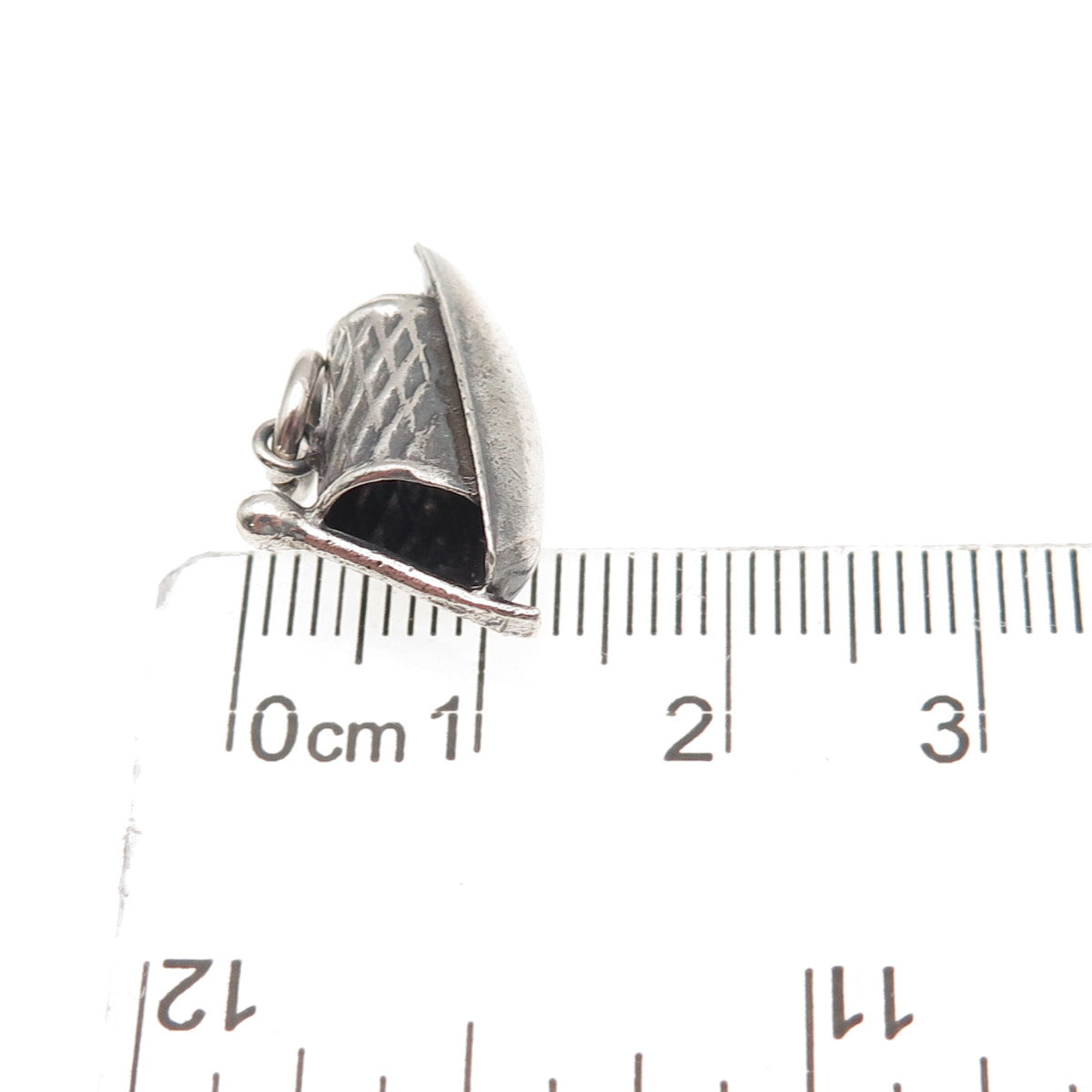925 Sterling Silver Vintage Japanese Row Boat Oxidized 3D Mini Charm Pendant