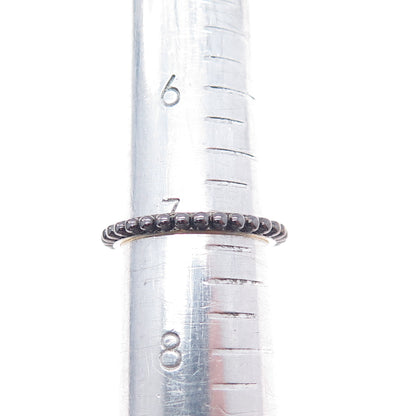 925 Sterling Silver Black Rhodium Gold Plated Beaded Band Ring Size 7