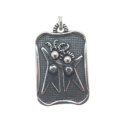DV Dawn Vertrees Sterling Silver Vintage Forever Friends Oxidized Charm Pendant