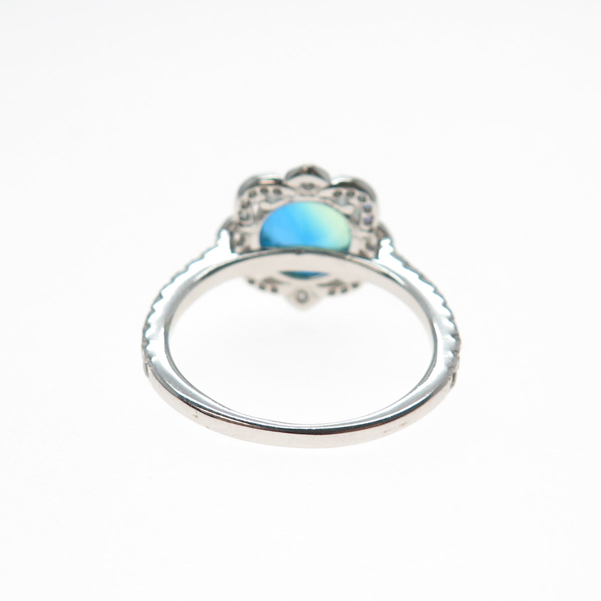 BOMB PARTY 925 Sterling Silver Real Doublet Mystic Quartz & C Z Ring Size 7.25