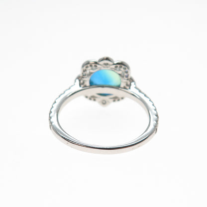 BOMB PARTY 925 Sterling Silver Real Doublet Mystic Quartz & C Z Ring Size 7.25