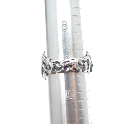 925 Sterling Silver Vintage Virgo Zodiac Sign Oxidized Nugget Ring Size 9.5