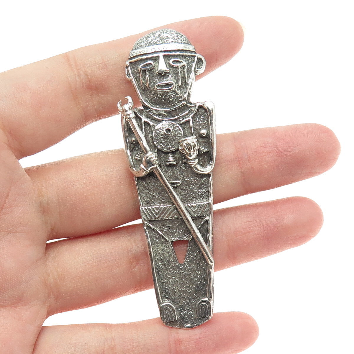 JOAQUIN TINTA 925 Sterling Silver Vintage ECUADOR Tribal Totem Slide Pendant