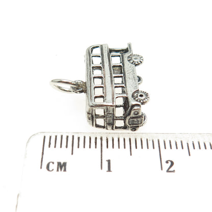 925 Sterling Silver Vintage Double-Decker Bus 3D Charm Pendant