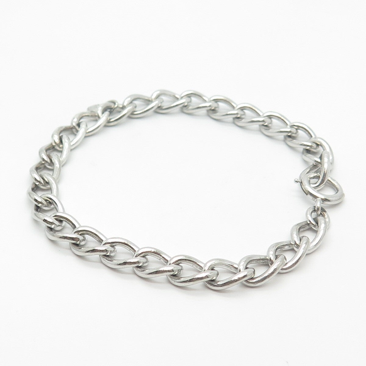 925 Sterling Silver Vintage Cable Link Bracelet 7"