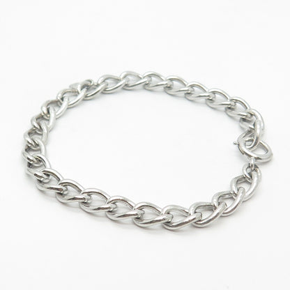 925 Sterling Silver Vintage Cable Link Bracelet 7"