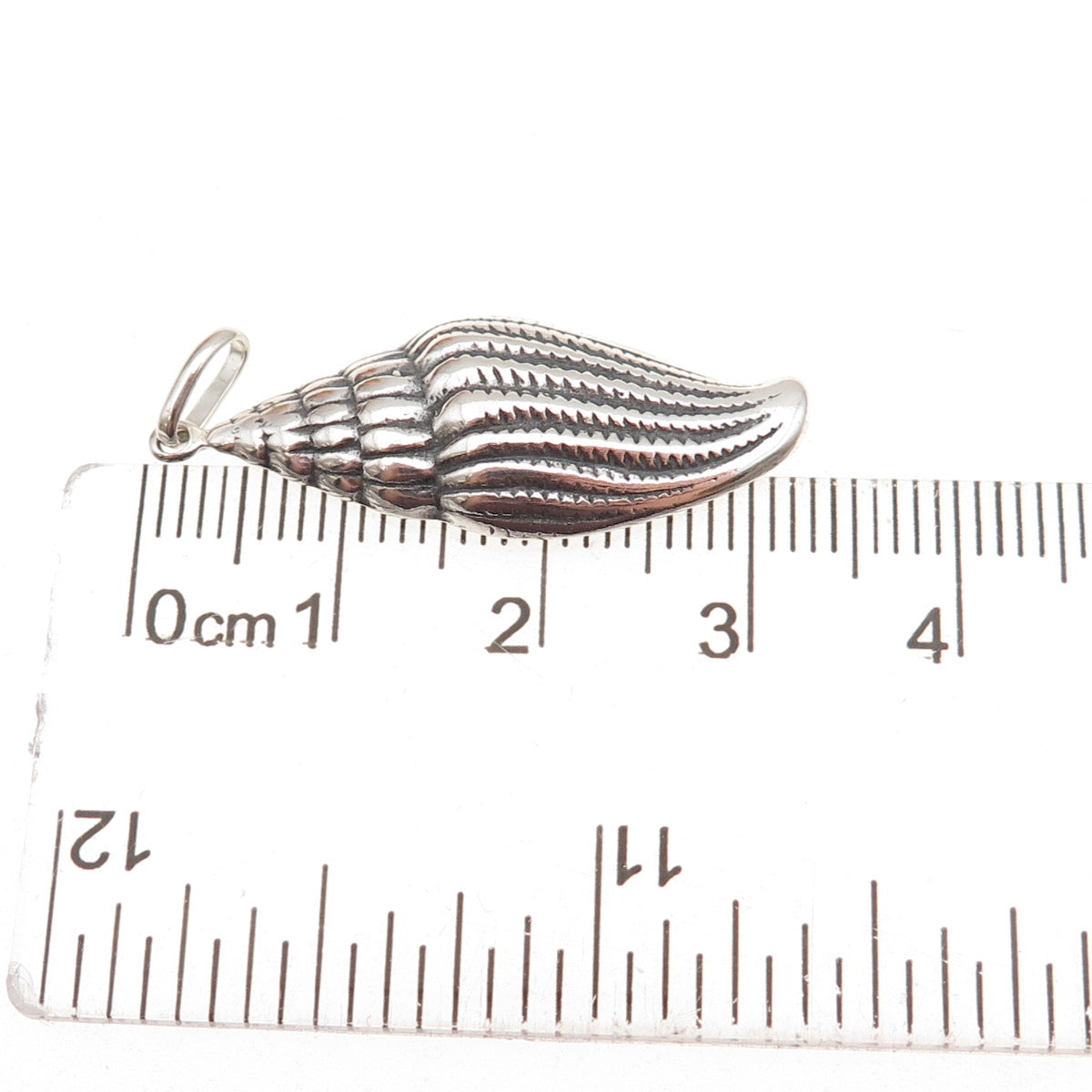 925 Sterling Silver Vintage Seashell Oxidized Charm Pendant