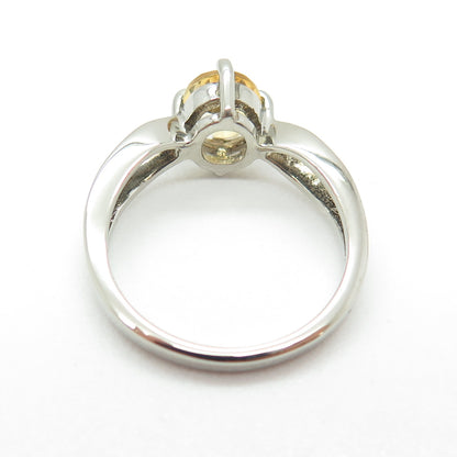 925 Sterling Silver Real Oval-Cut Citrine Ring Size 6.25