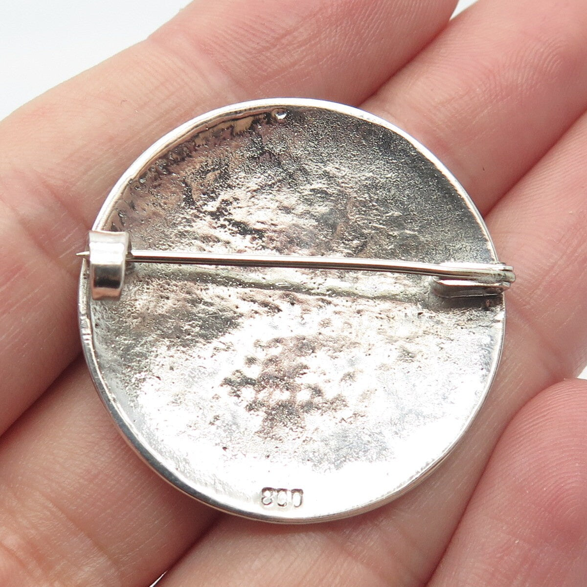 800 Silver Vintage Floral Leaf Pin Brooch