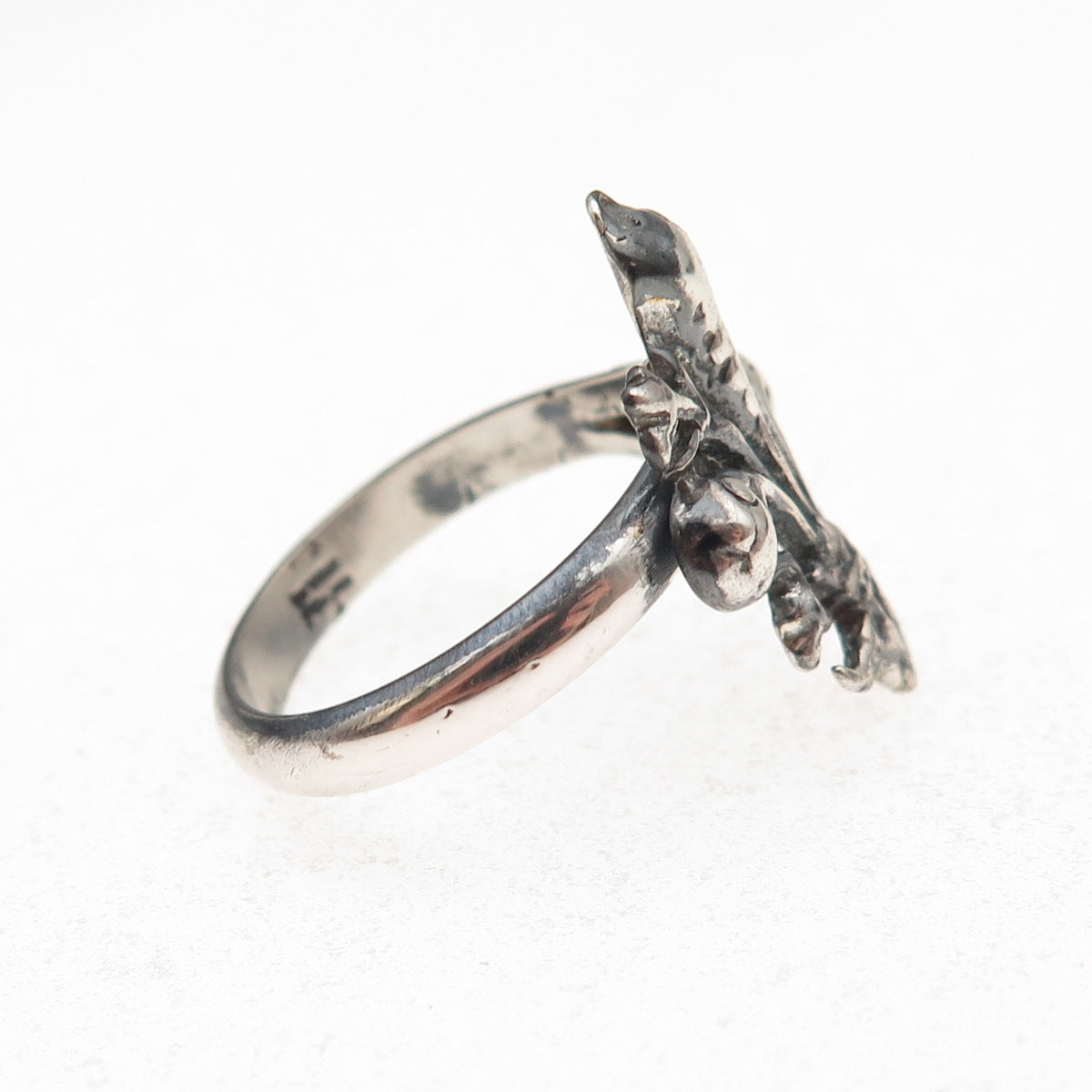 Michele 925 Sterling Silver Vintage Fleur de Lis Oxidized Ring Size 6.75