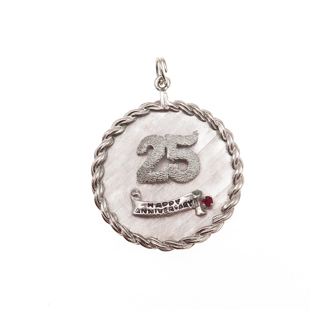Mark Mercy 925 Sterling Silver Vintage Rhinestone 25th Anniversary Charm Pendant