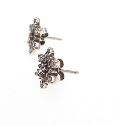 Pandora 925 Sterling Silver White & Blue C Z Sparkling Snowflake Stud Earrings