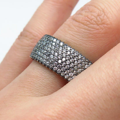 925 Sterling Silver C Z Band Ring Size 9.25