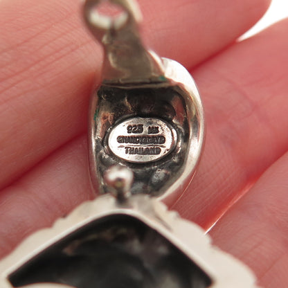 Nancy & David 925 Sterling Silver 14K Gold Vintage Real Black Spinel Pendant