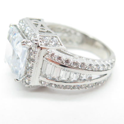 925 Sterling Silver Multi-Cut White C Z Engagement Ring Size 7.25