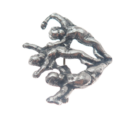 925 Sterling Silver 2-Tone Vintage Cherub Angels Oxidized Pin Brooch