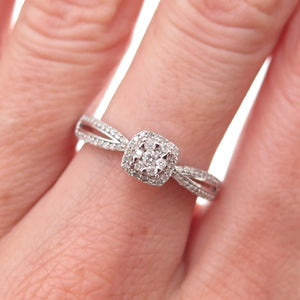 Sun 925 Sterling Silver Real Round-Cut Diamond Engagement Ring Size 7
