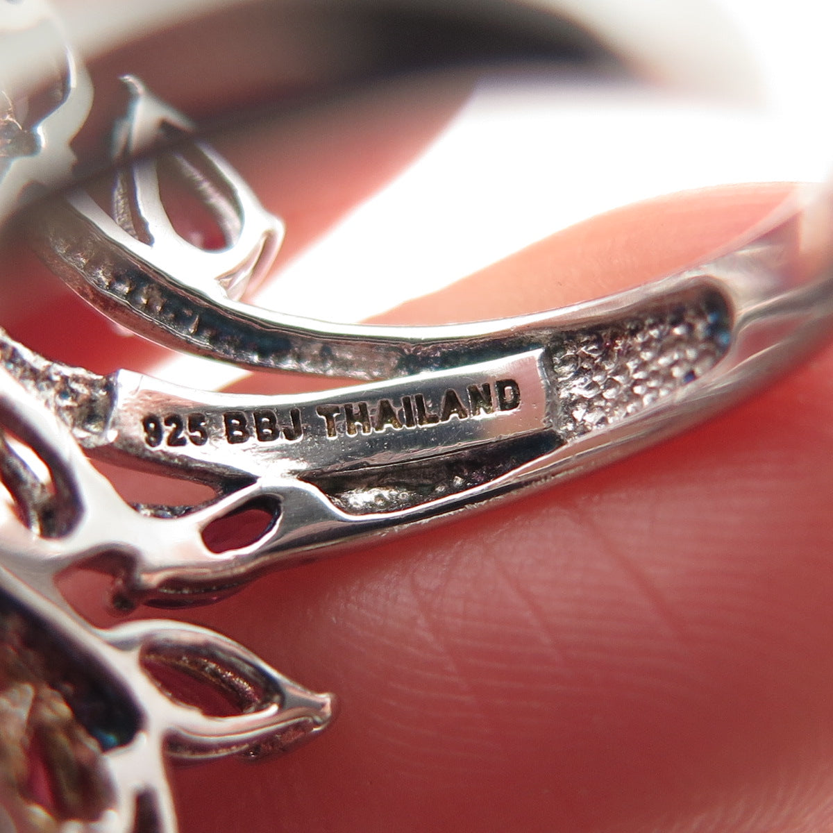 925 Sterling Silver Real Pear & Marquise-Cut Amethyst Bypass Ring Size 6