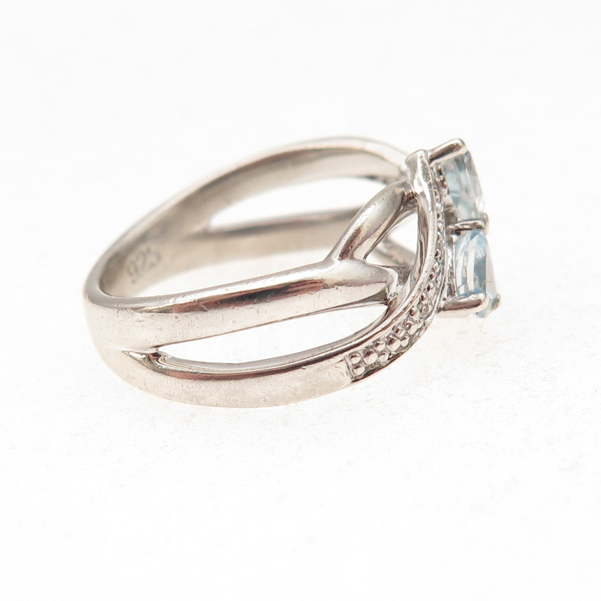 Felicia Design 925 Sterling Silver Real Diamond & Blue Topaz Ring Size 7