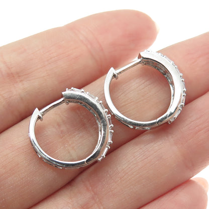 925 Sterling Silver Multi-C Z Huggie Earrings