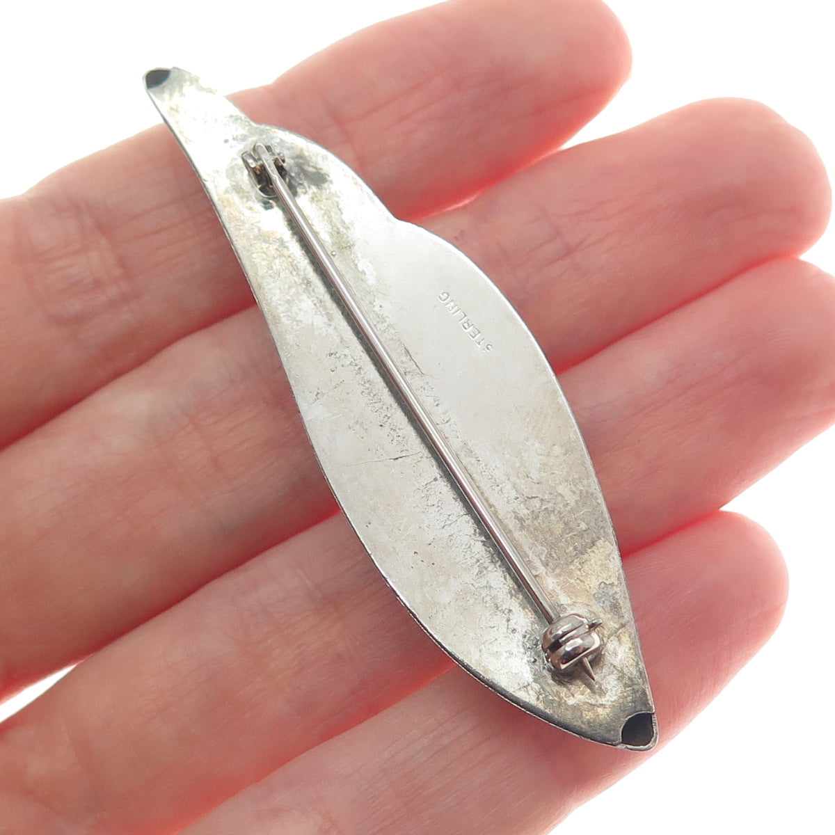 925 Sterling Silver Vintage Modernist Wing Pin Brooch