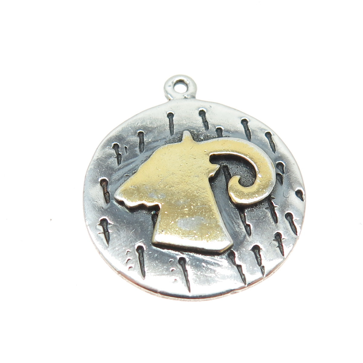 BANANA REPUBLIC 925 Sterling Silver 2-Tone Vintage Aries Zodiac Sign Pendant