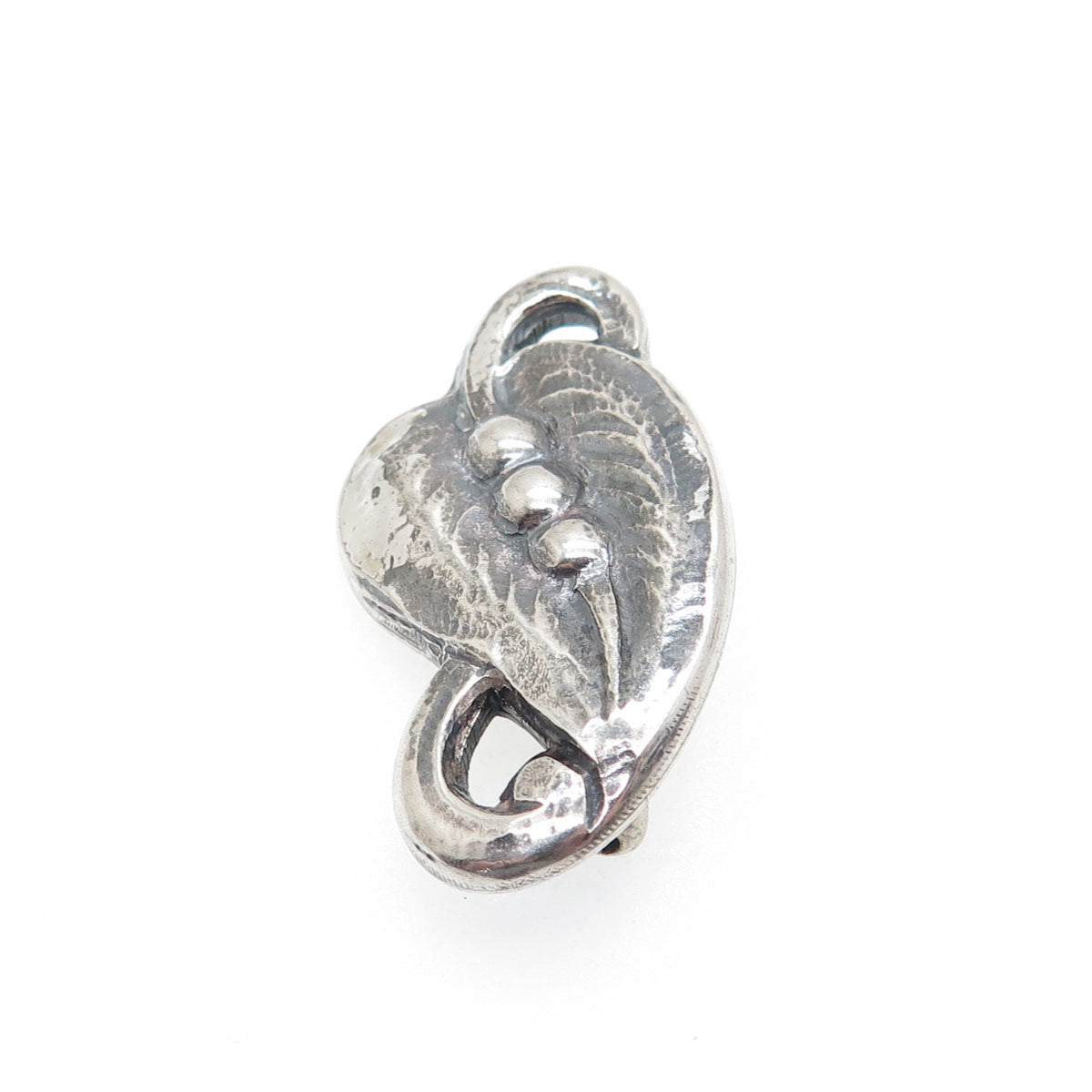 925 Sterling Silver Antique Art Deco Floral Leaf Oxidized Hand-Made Pin Brooch