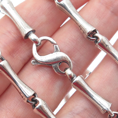 925 Sterling Silver Vintage Bamboo Bar Chain Oxidized Necklace 18"